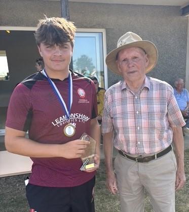 Griff Jenkins receives the Man of the Match award from John Hayman Griff Jenkins receives the Man of the Match award from John Hayman